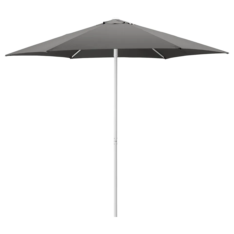 Black HÖGÖN parasol. Modern, square, aluminium and polyester design for sun protection.