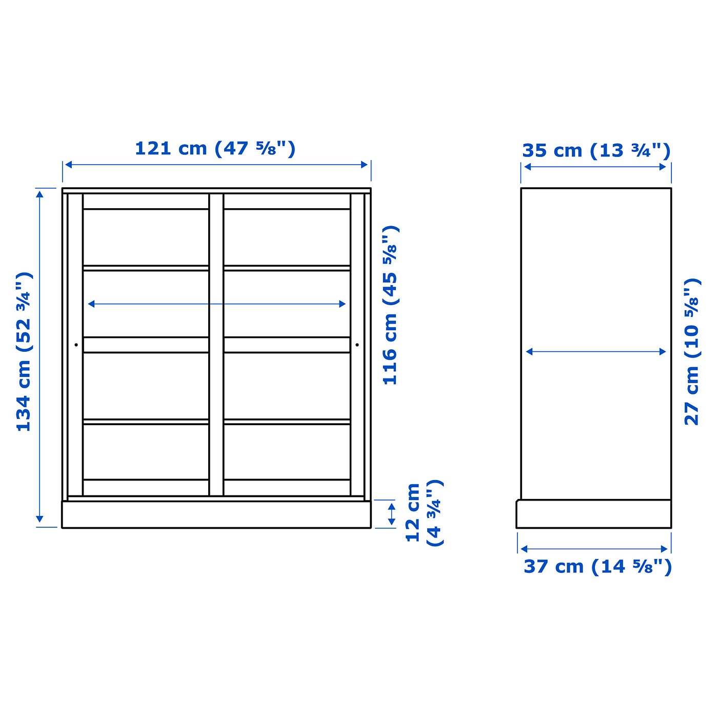 Illustration with measurements for the product: HAVSTA.