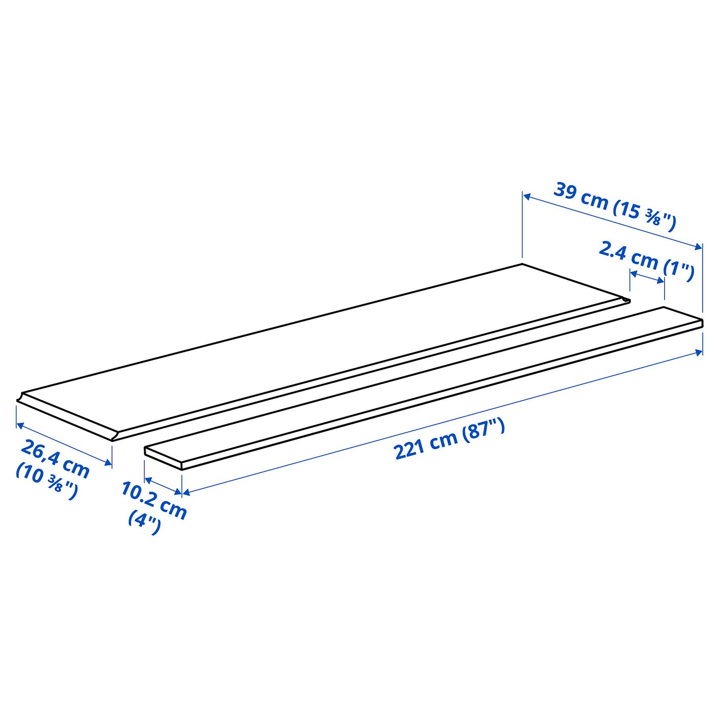 VOXTORP Cover panel for lighting, high-gloss dark grey-brown, 221 cm