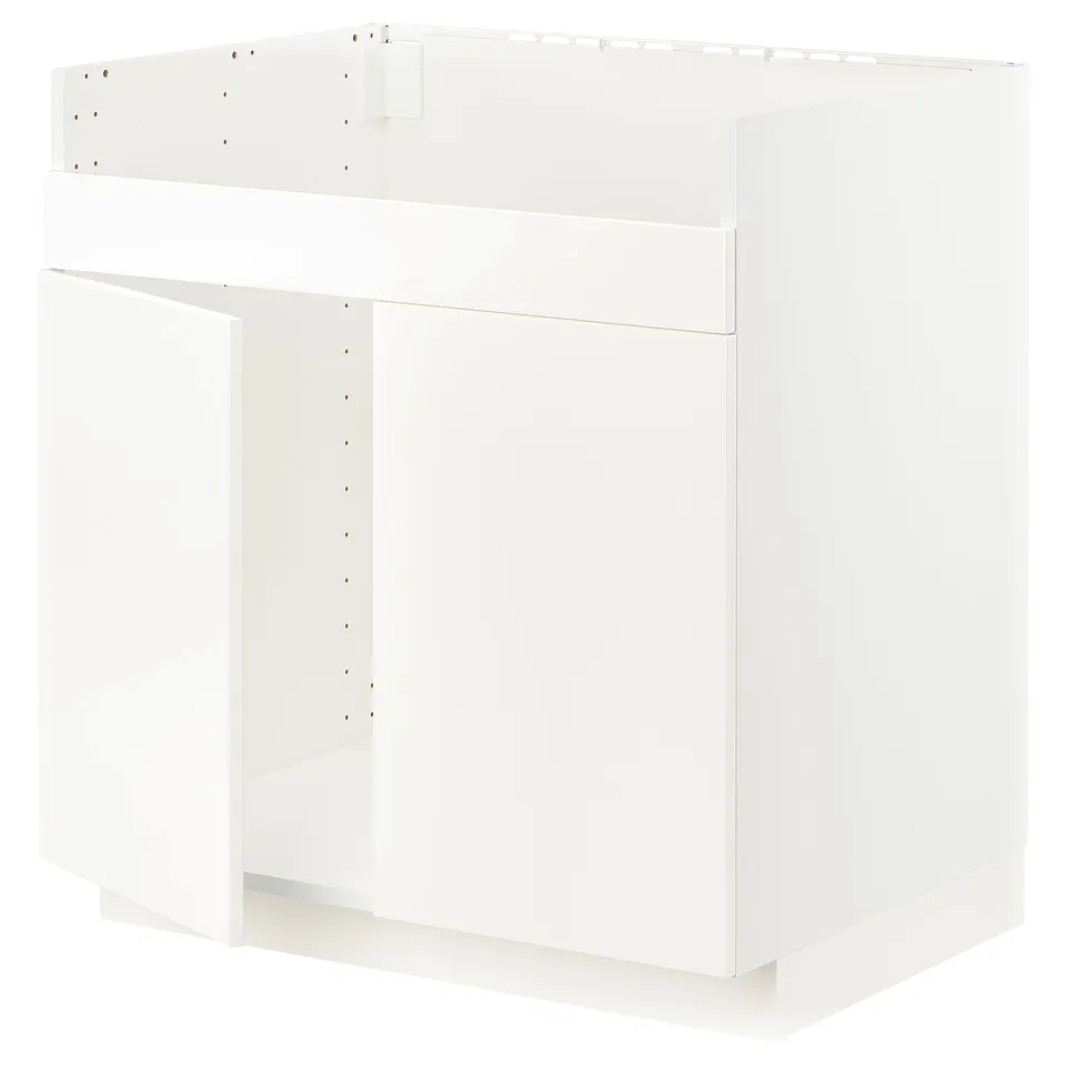 White METOD kitchen cabinet, modern minimalist design, square shape, smooth finish.