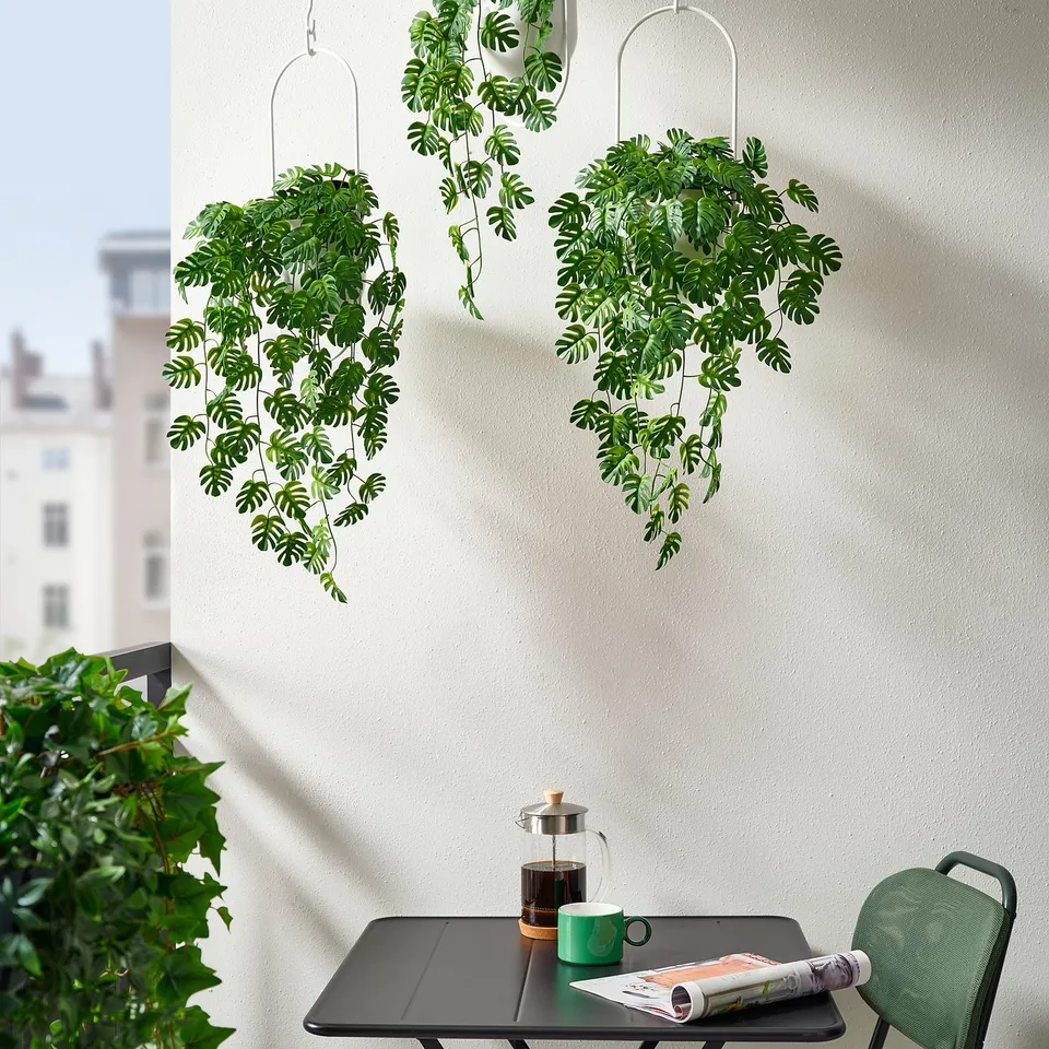 FEJKA Artificial potted plant, in/outdoor hanging/Monstera, 9 cm