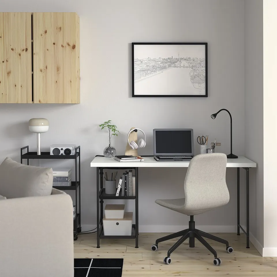 SPÄND Table leg with storage, black