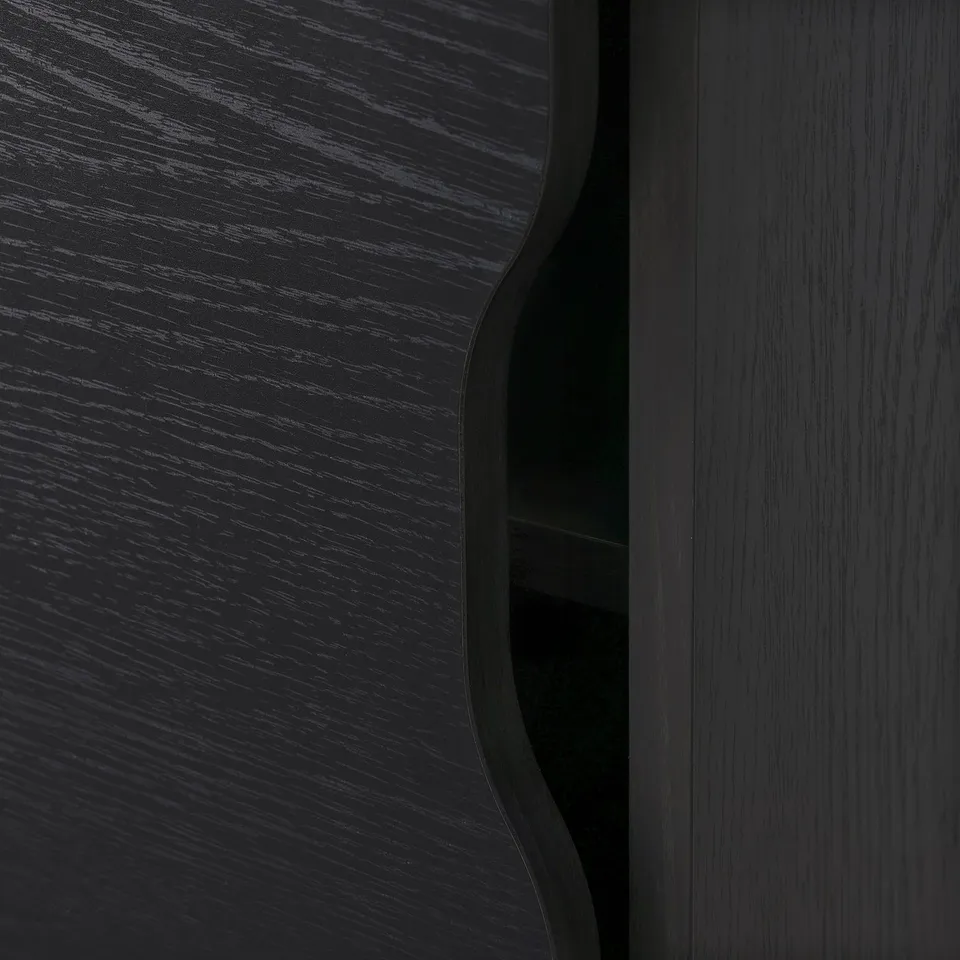 Dark wooden furniture with smooth, sleek finish; high-quality craftsmanship visible in seamless grain patterns.