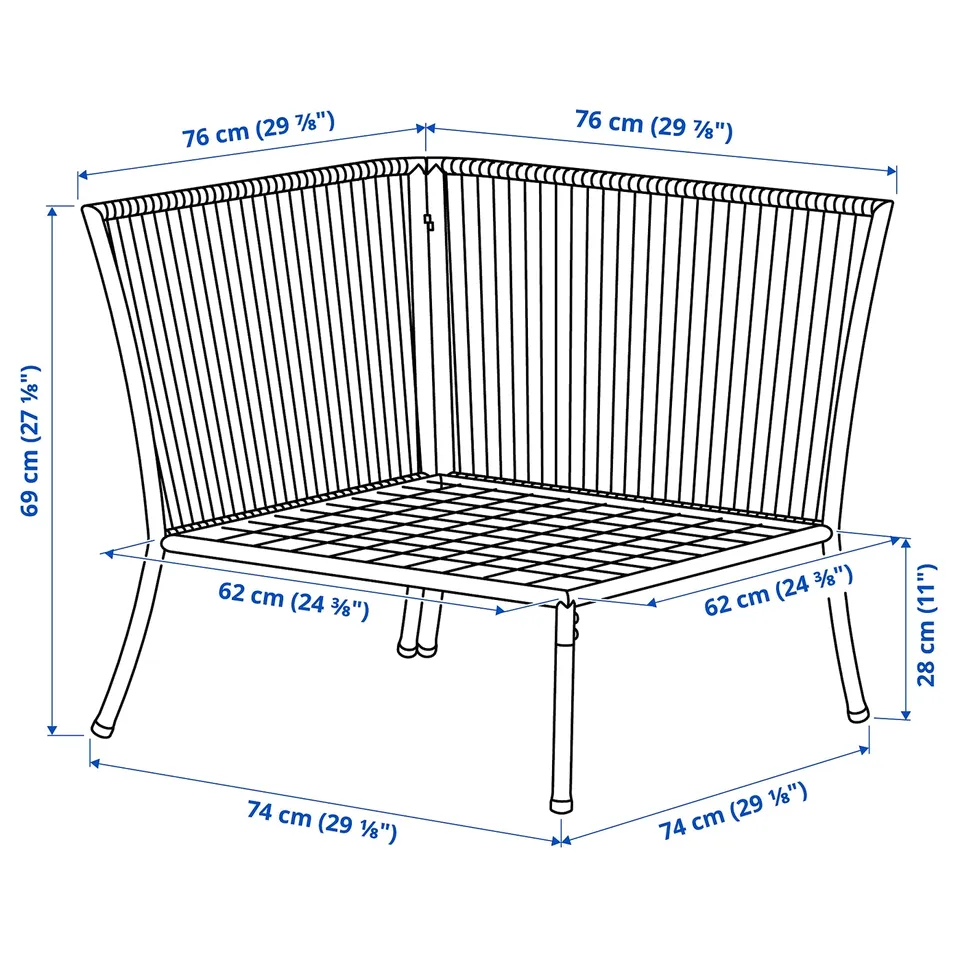 Illustration with measurements for the product: SEGERÖN.