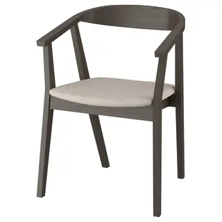 STOCKHOLM chair with armrests, dark brown ash veneer/Tresund beige, Width 58 x Depth 50 x Height 76 cm