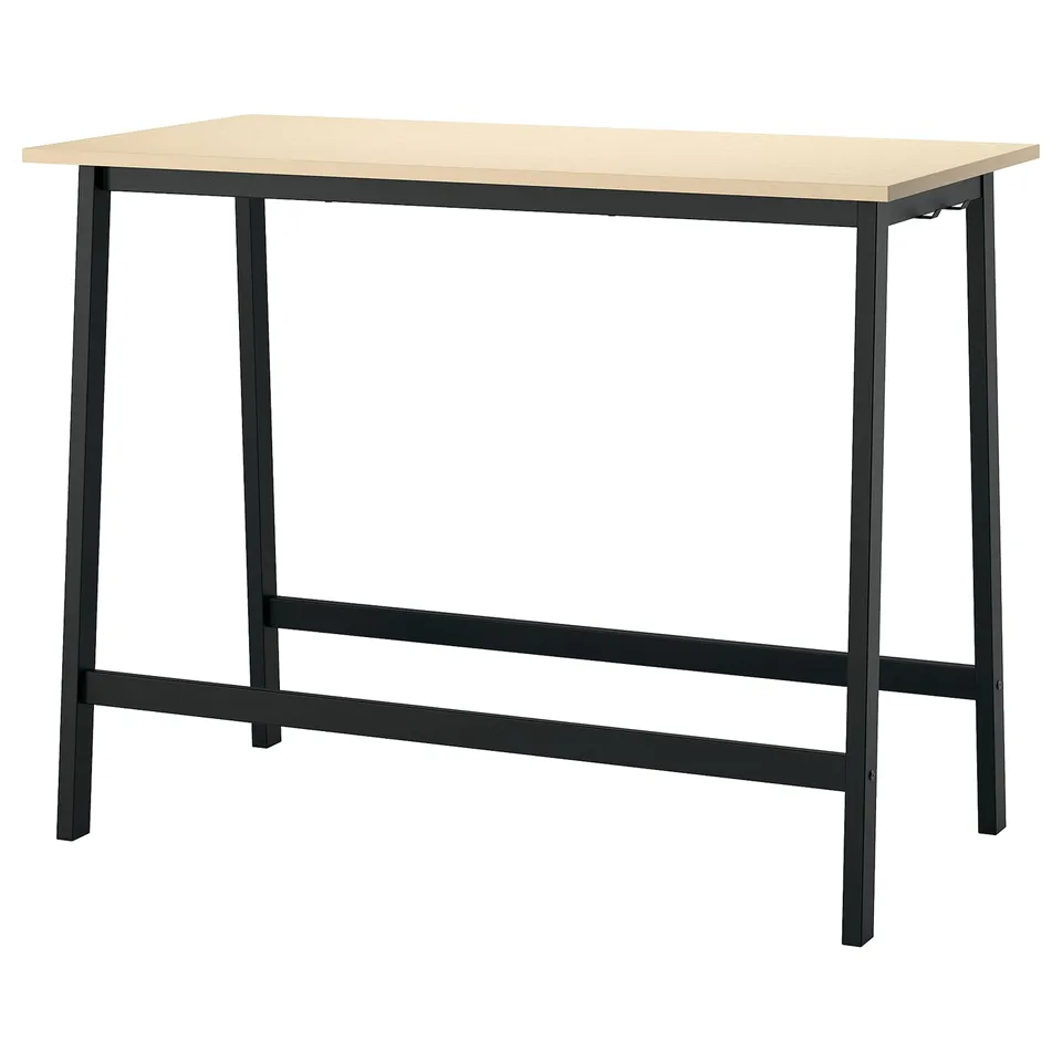 MITTZON: birch stand-up conference table with footrest and hooks