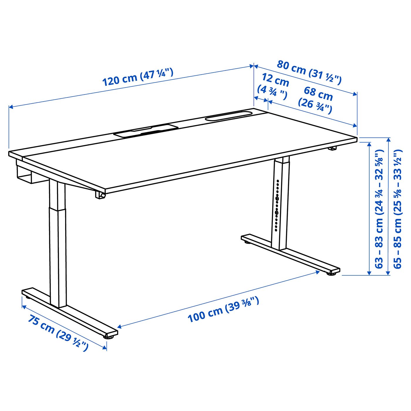 Illustration with measurements for the product: MITTZON.