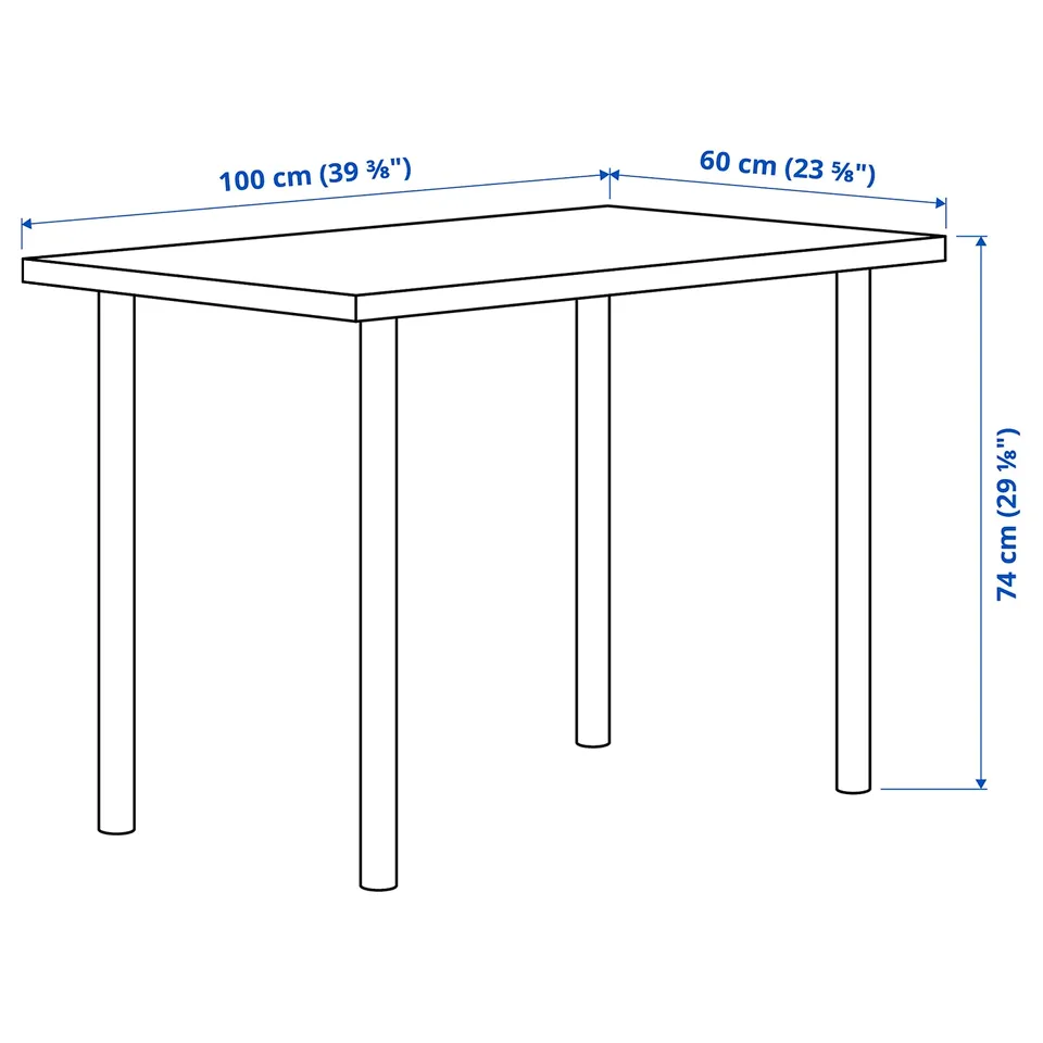 LINNMON / ADILS Desk, dark grey/black, 100x60 cm