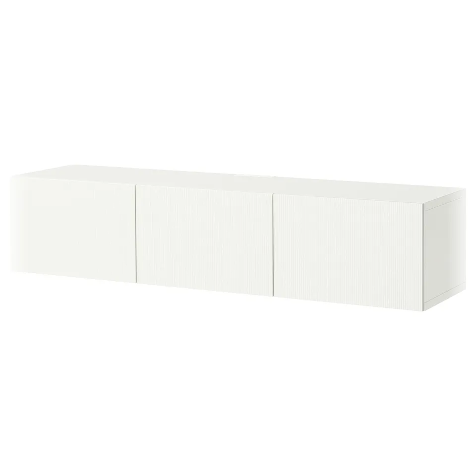 BESTÅ TV bench with doors, white/Förvaltare white, 180x42x38 cm