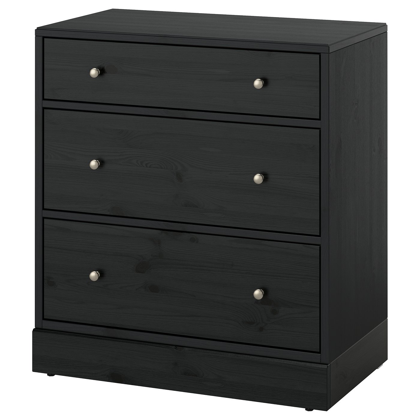 HAVSTA black wooden chest with 3 drawers.