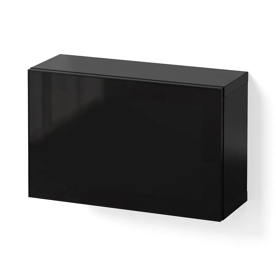 BESTÅ Wall-mounted cabinet combination, black-brown Glassvik/black smoked glass, 60x22x38 cm