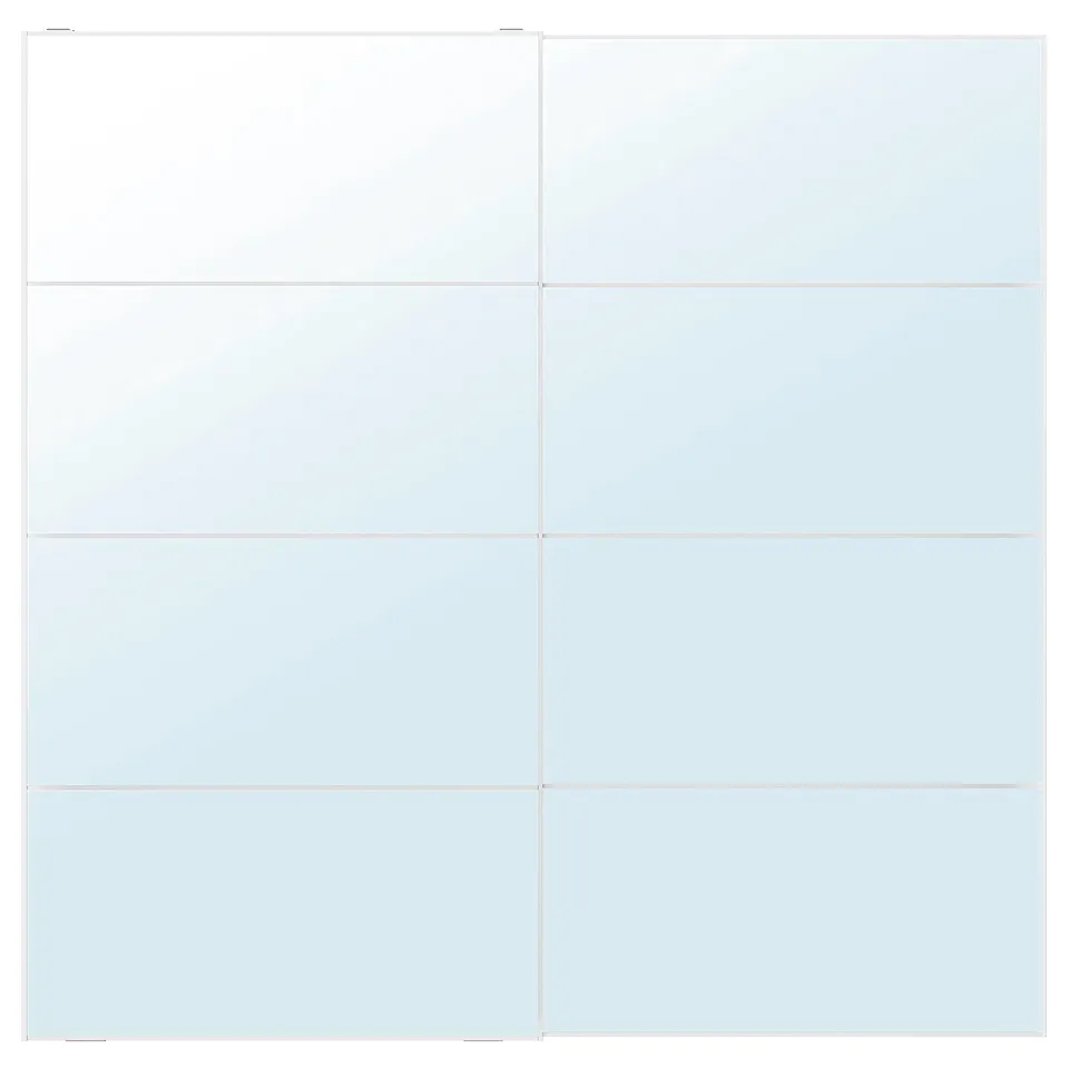 AULI mirror: white, metal frame, minimalist rectangle.
