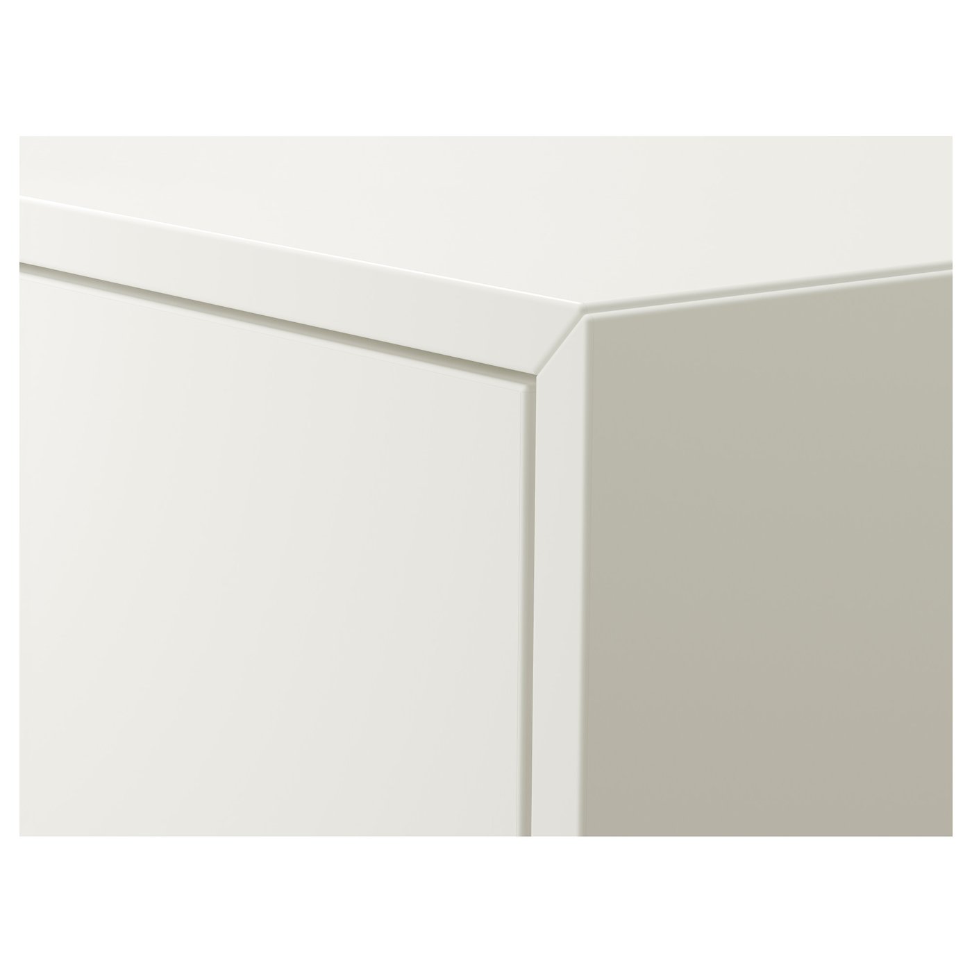 Minimalist white storage cabinet, modern design, clean edges, wall-mountable.