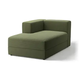 JÄTTEBO chaise longue module, left, with armrest/Samsala dark yellow-green, Width 95 x Depth 160 x Height 71 cm