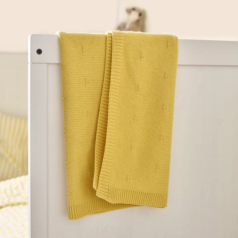 LEN Blanket, yellow/knitted, 70x90 cm