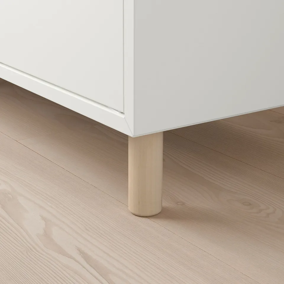 EKET Cabinet combination with legs, white dark grey-blue/wood, 35x35x80 cm