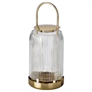 KUNGSTÄRNA lantern for tealight, clear glass/gold-colour, 25 cm