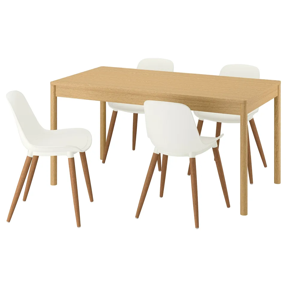 TONSTAD / GRÖNSTA Table and 4 chairs, oak veneer white, 150x80 cm