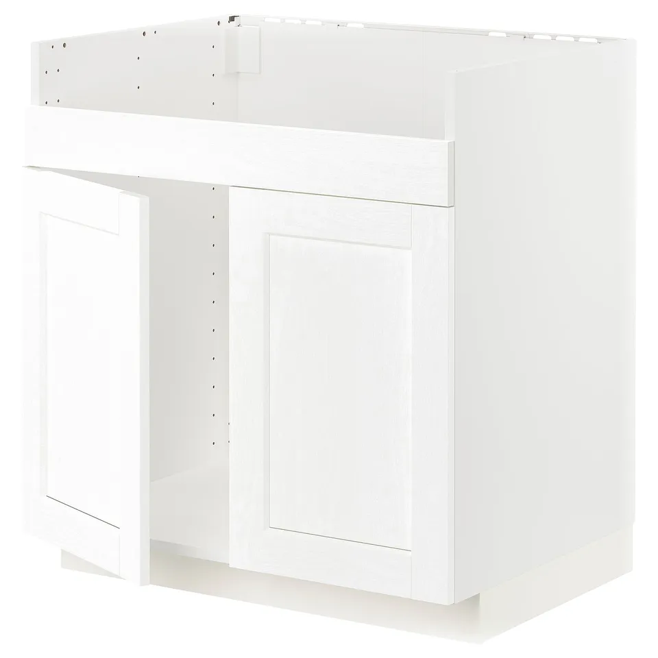 White METOD kitchen cabinet with flat panels, no handles, square design.