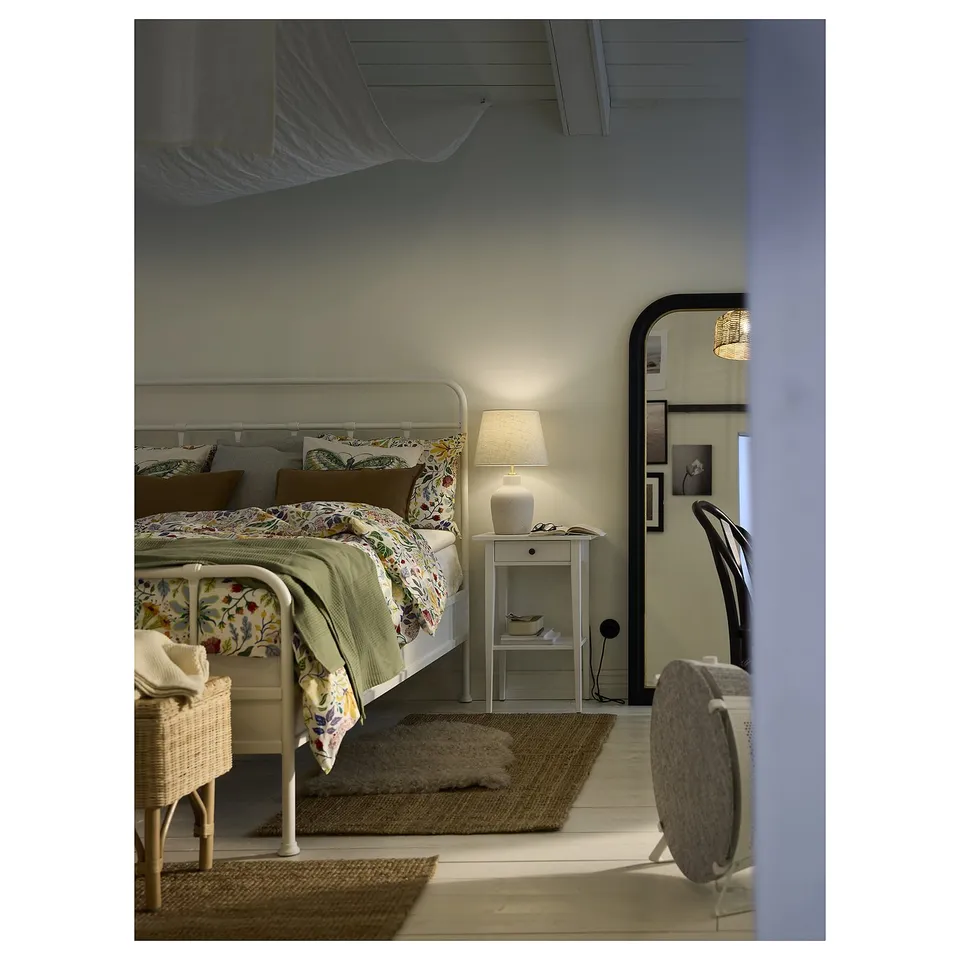 BLIDVÄDER Table lamp, off-white ceramic/beige, 50 cm