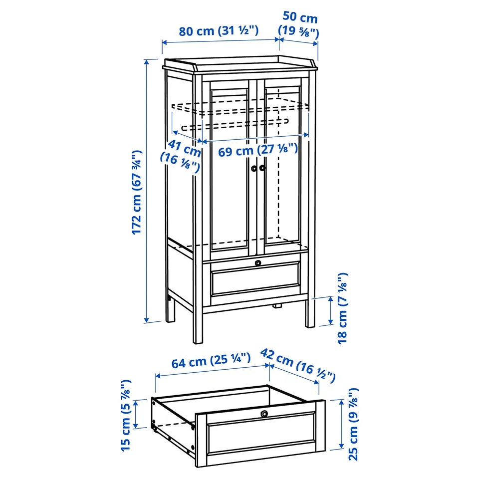 Illustration with measurements for the product: SUNDVIK.
