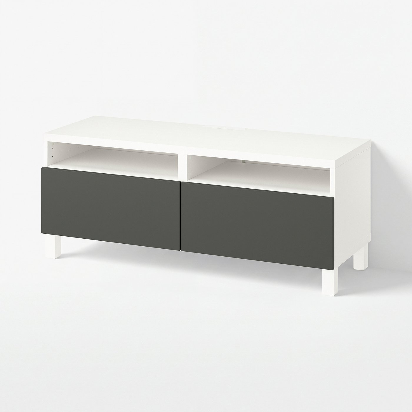 BESTÅ TV bench with drawers, white/Lappviken/Stubbarp dark grey, 120x42x48 cm
