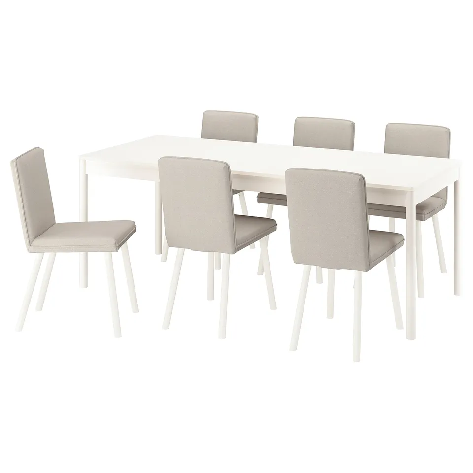 TONSTAD / TONSTAD Table and 6 chairs, off-white/Fridtuna light beige off-white, 200x85 cm