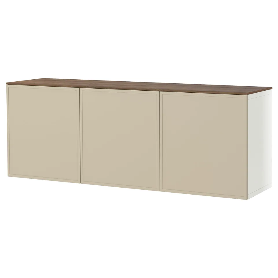 Ikea BESTÅ sideboard, beige, rectangular, wood top.