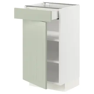 METOD / MAXIMERA base cabinet with drawer/door, white/Stensund light green, Width 40 x Depth 38.9 cm