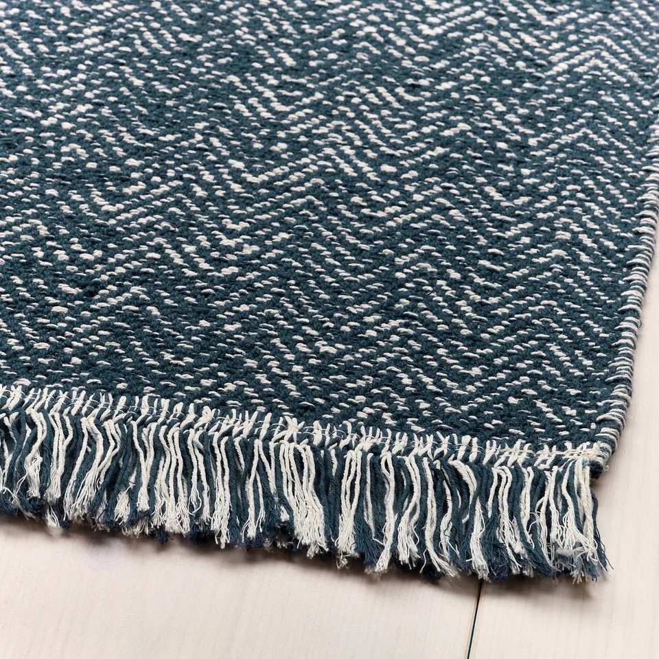 LOKBYTE Rug, flatwoven, dark blue/light beige, 170x240 cm