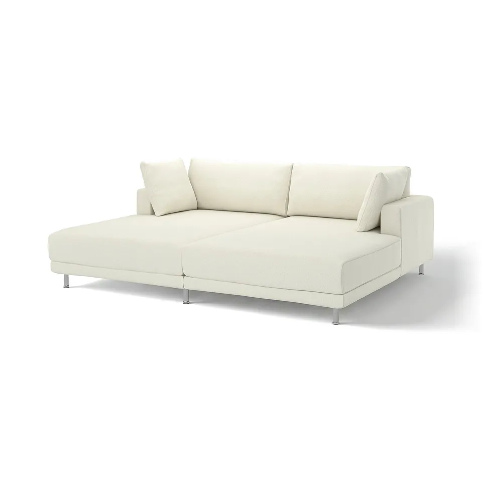 An UPPÅKRA cream-colored sofa with a modern design. It plush cushions and raised legs, exuding a minimalist aesthetic.