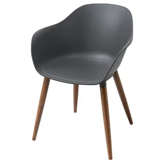 GRÖNSTA chair with armrests, in/outdoor, grey/dark brown/wood