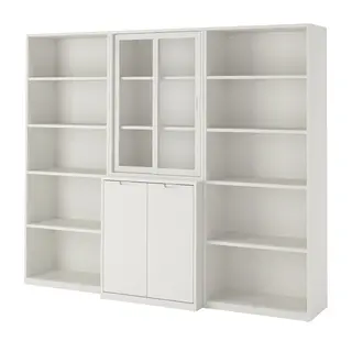 TONSTAD storage comb w sliding glass doors, off-white/clear glass, 243x47x201 cm