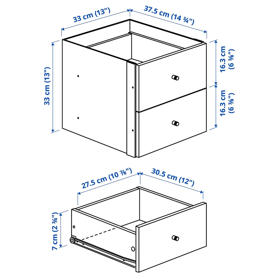 Illustration with measurements for the product: KALLAX.