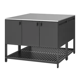 BÅTSKÄR outdoor kitchen island, dark grey, 120x120 cm