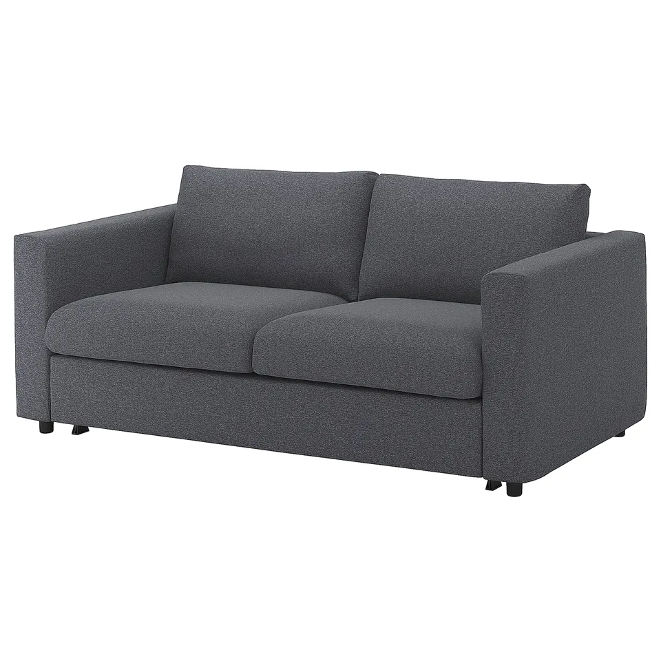 Grey VIMLE 2-seater sofa, modern sleek fabric.