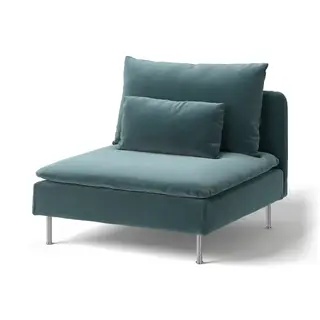 SÖDERHAMN 1-seat section, Alhamn dark grey-blue, Width 93 x Depth 99 x Height 83 cm
