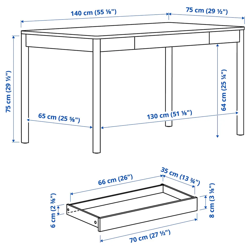 Illustration with measurements for the product: TONSTAD.