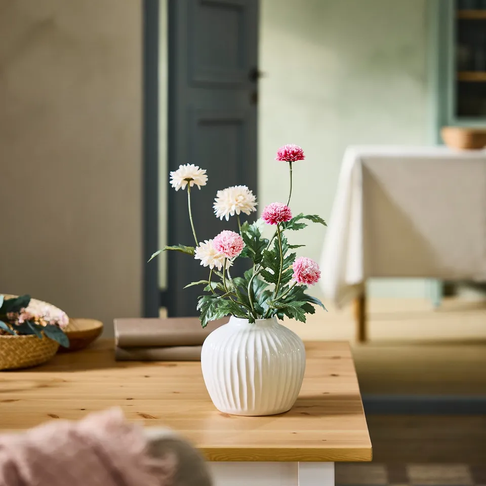 PELARBJÖRK Vase, white, 14 cm