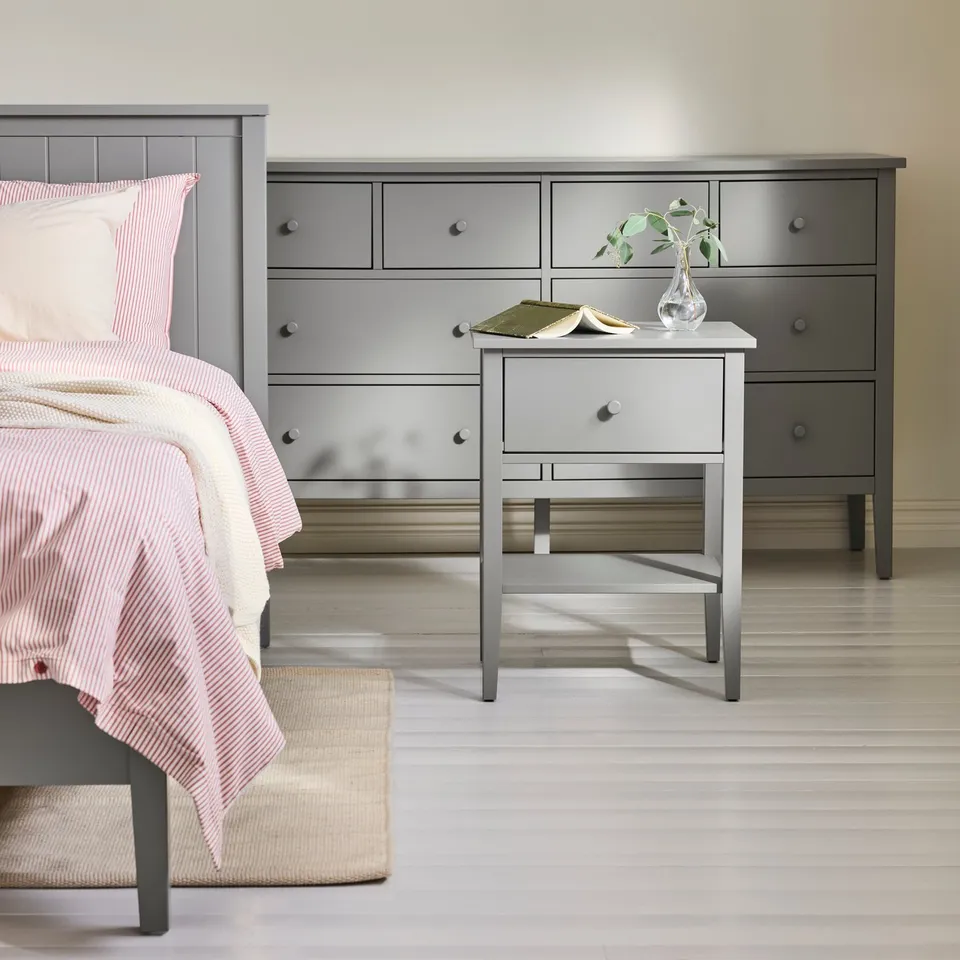 GULLABERG Chest of 8 drawers, grey/anchor/unlock-function, 168x48x100 cm