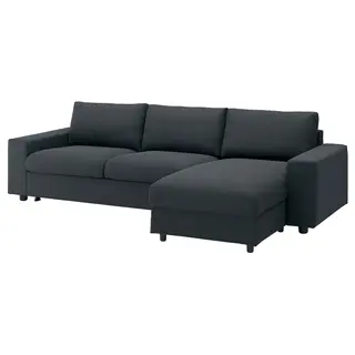 VIMLE 3-seat sofa-bed with chaise longue, with wide armrests/Knäbäck anthracite, Width 285 x Depth 98 cm