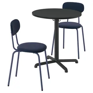 STENSELE / SANDSBERG table and 2 chairs, anthracite/Remmarn dark blue, 70 cm