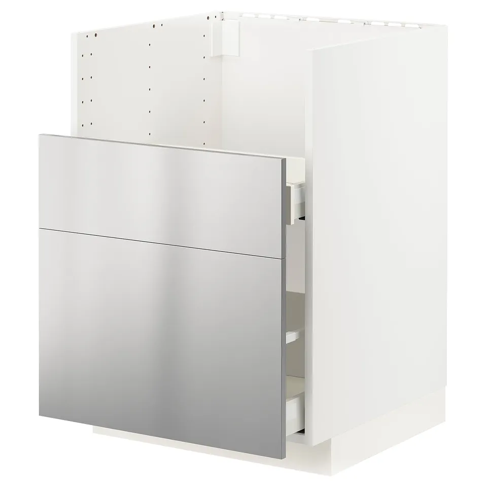 Modern stainless steel kitchen cabinet from METOD series, sleek and rectangular design.