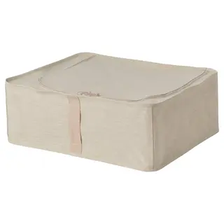 PURRPINGLA storage case, textile/beige, 43x53x19 cm