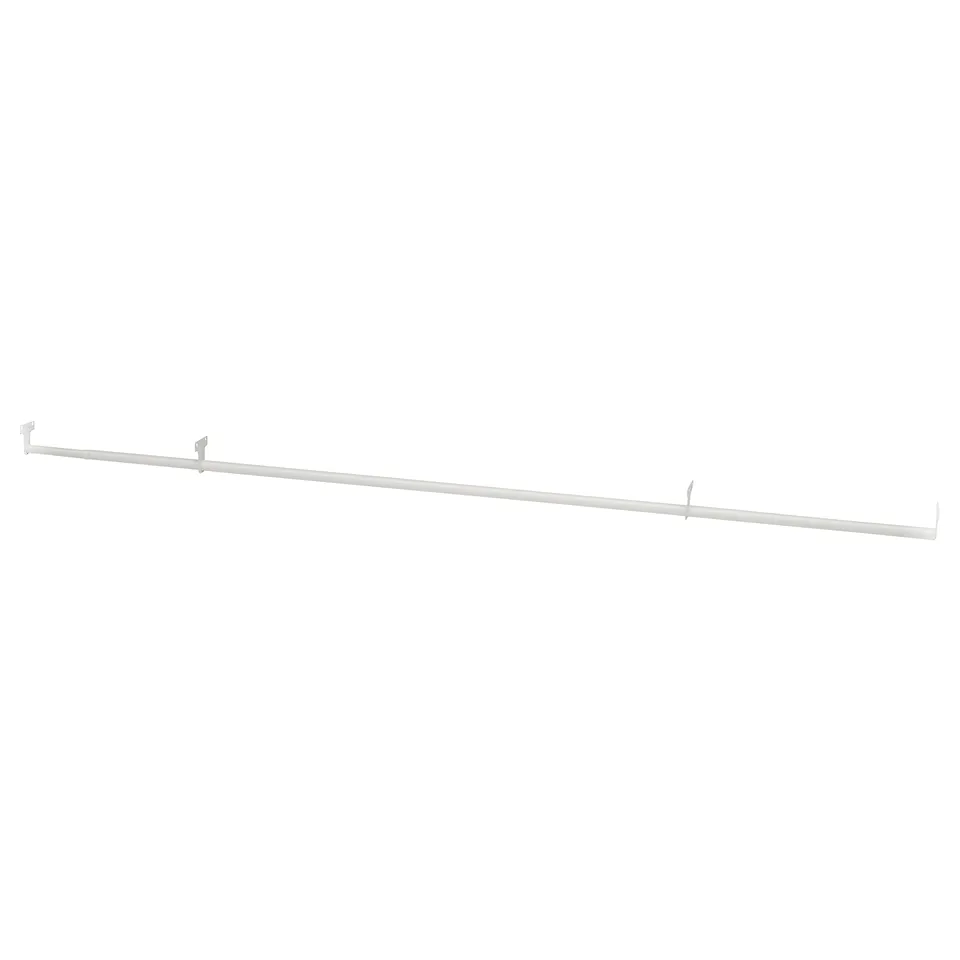 Silver JOSTEIN adjustable clothing rod, fits 180 cm shelving units.