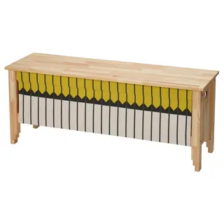 OMMJÄNGE bench with storage, Width 113 x Depth 35 x Height 45 cm