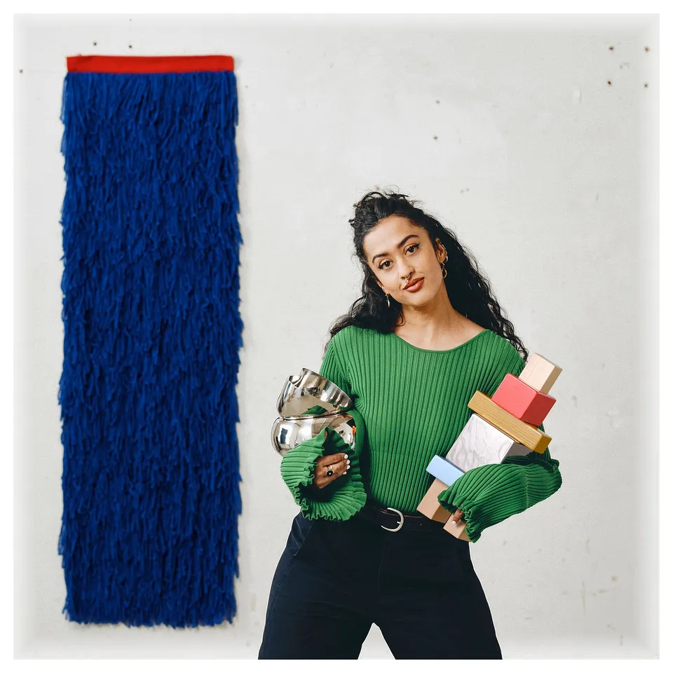 KONSTRUNDA Hanging tapestry, blue, 50x160 cm