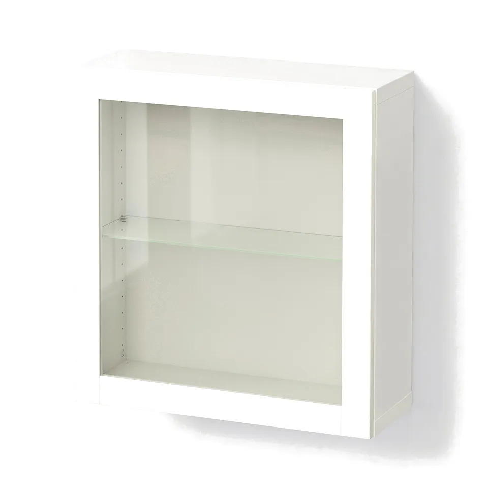 BESTÅ Wall-mounted cabinet combination, white/Sindvik white clear glass, 60x22x64 cm