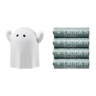 KUSTFYR/LADDA set: LED decorative table lamp + rechargeable battery