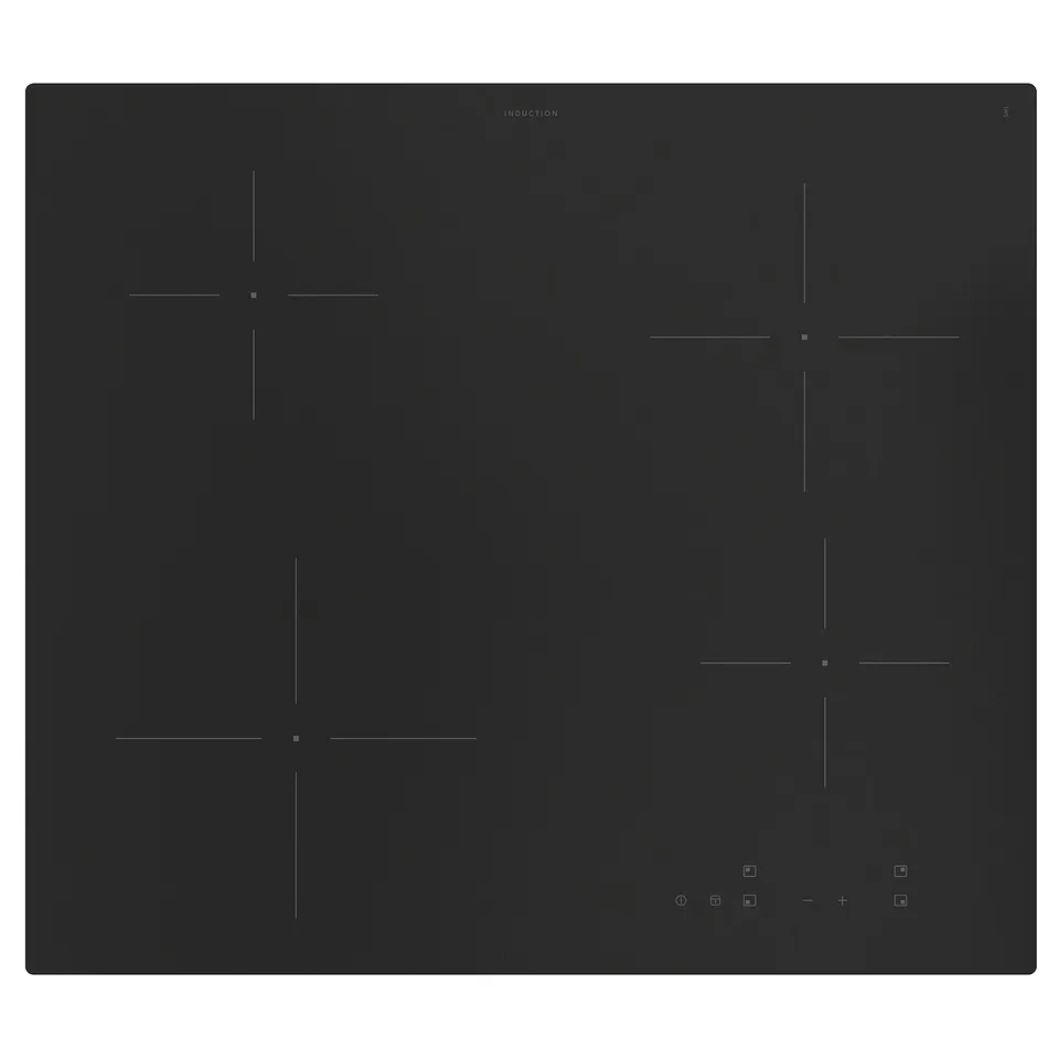 Black VILSTA induction hob 4 cooking zones, touch controls, & 5-year guarantee.